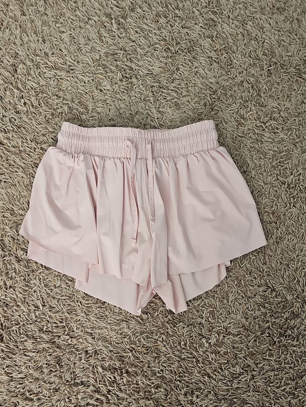 Girls Pink Layered Drawstring Shorts